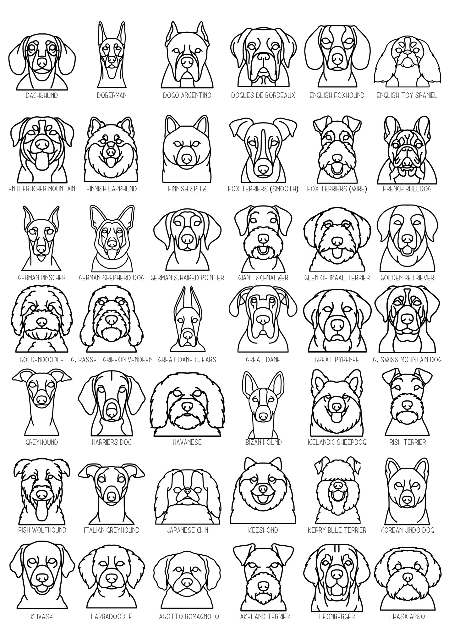 Dog Breed Mandala | 188 breeds available (with frame)